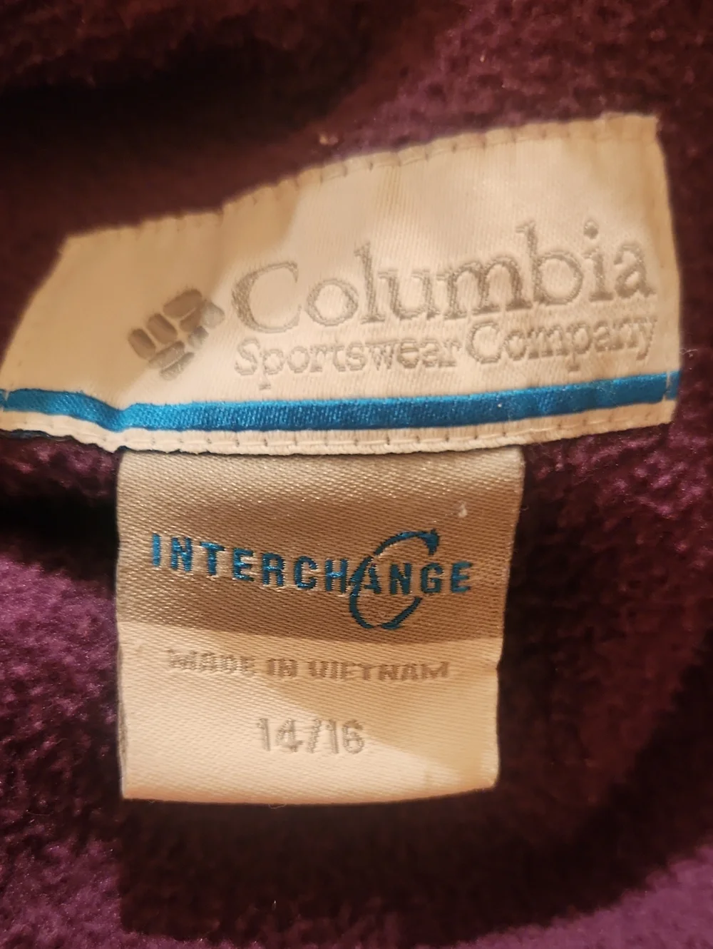 Columbia Interchange Fleece Zip Up Jacket Purple 14 16